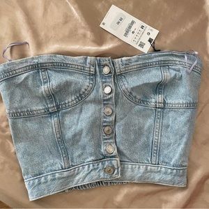 zara denim corset crop top